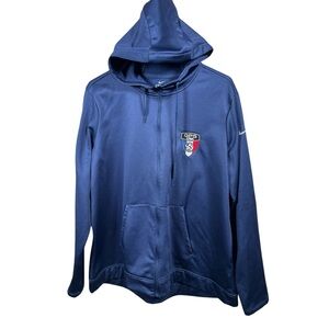 Nike Therma Fit Full Zip Up Hoodie‎ Jacket Fleece Lined Dark Blue Performance